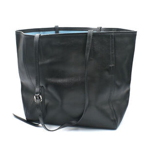 Prada Bag Tote Business Shoulder Blue Leather Pouch Black